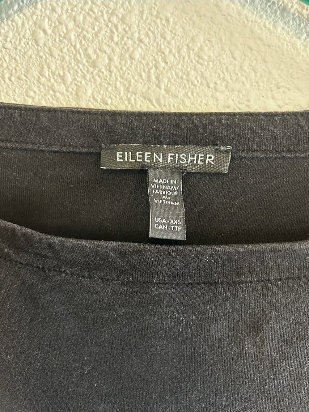 Eileen Fisher Black Long-Sleeve Boatneck Tee - Picture 2 of 5